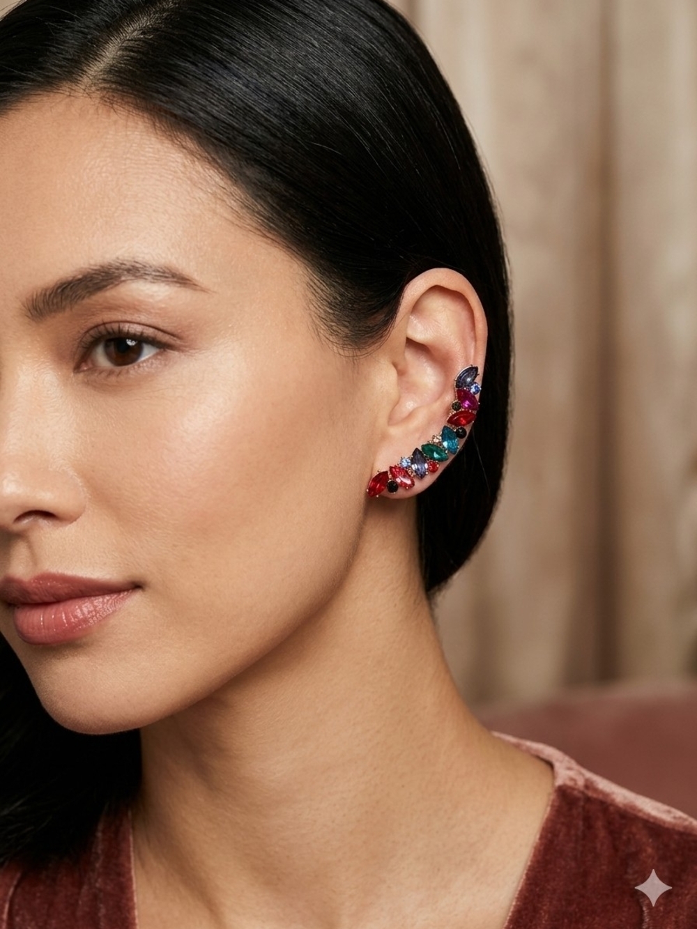 Multicolor Crystal Ear Cuff - NWT Nicole Miller New York Occasion Jewel